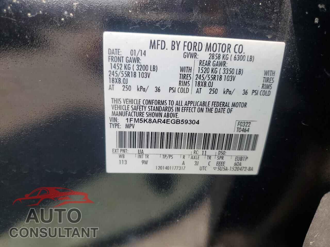 FORD EXPLORER 2014 - 1FM5K8AR4EGB59304