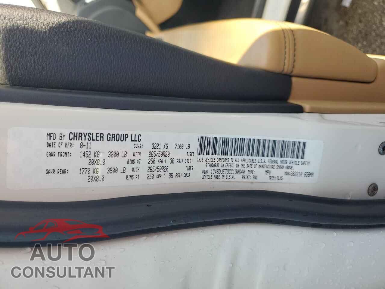 DODGE DURANGO 2012 - 1C4SDJET3CC130640