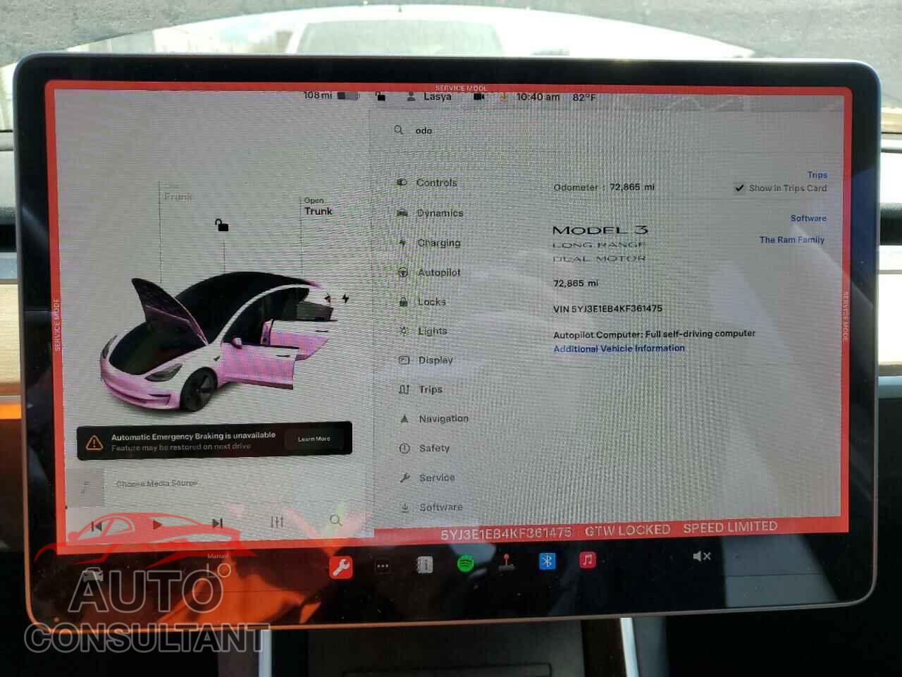 TESLA MODEL 3 2019 - 5YJ3E1EB4KF361475