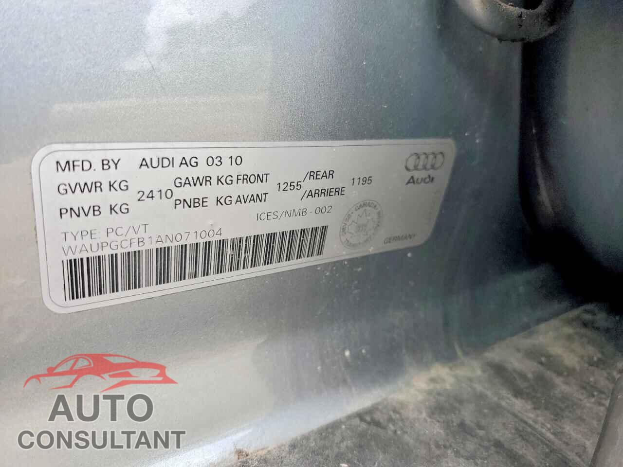 AUDI A6 2010 - WAUPGCFB1AN071004