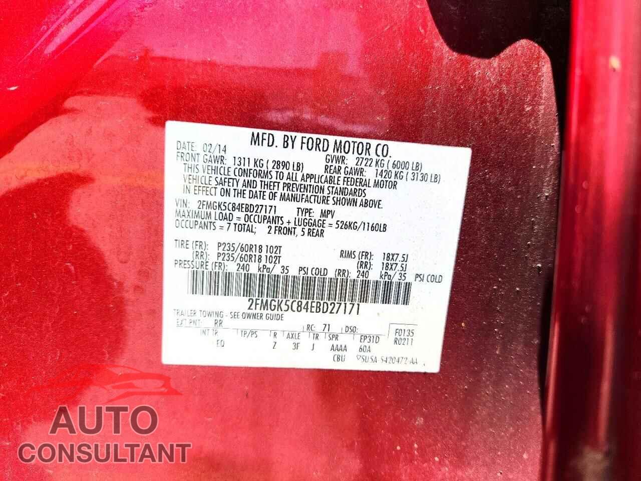 FORD FLEX 2014 - 2FMGK5C84EBD27171