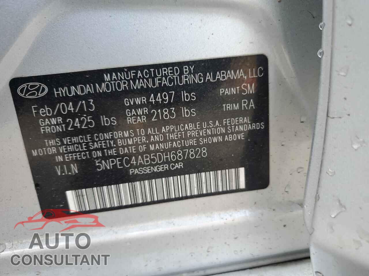 HYUNDAI SONATA 2013 - 5NPEC4AB5DH687828