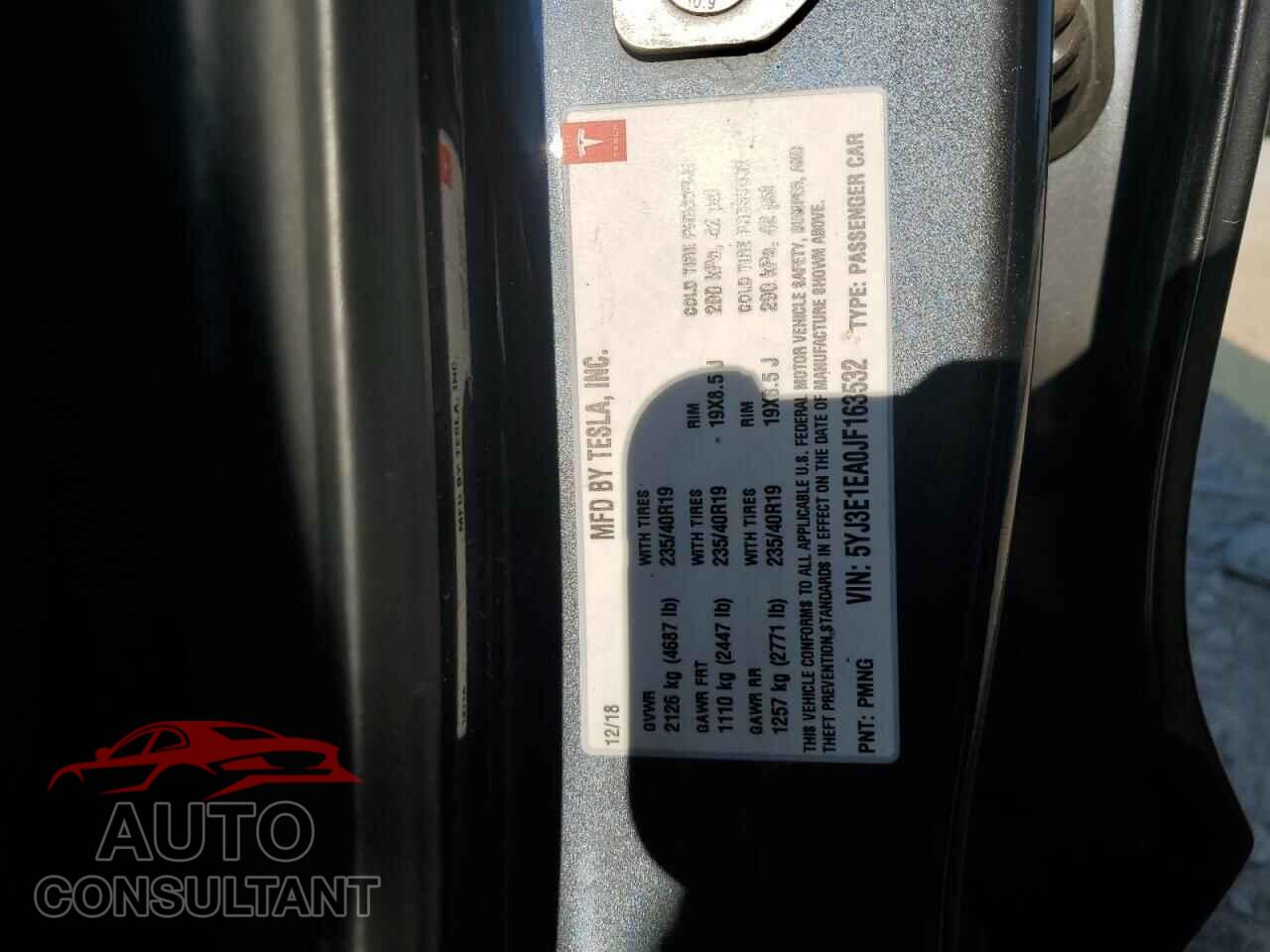 TESLA MODEL 3 2018 - 5YJ3E1EA0JF163532