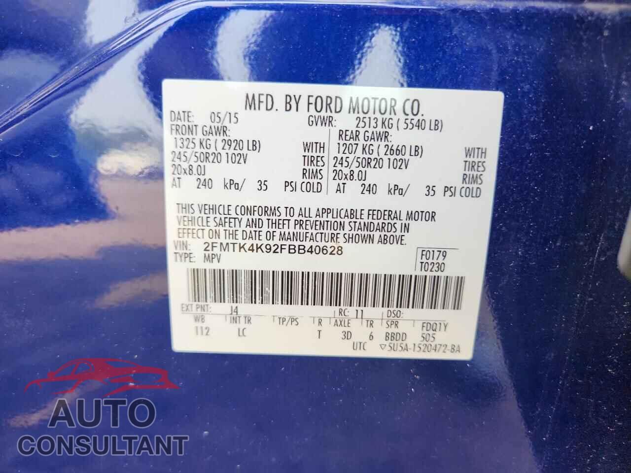 FORD EDGE 2015 - 2FMTK4K92FBB40628