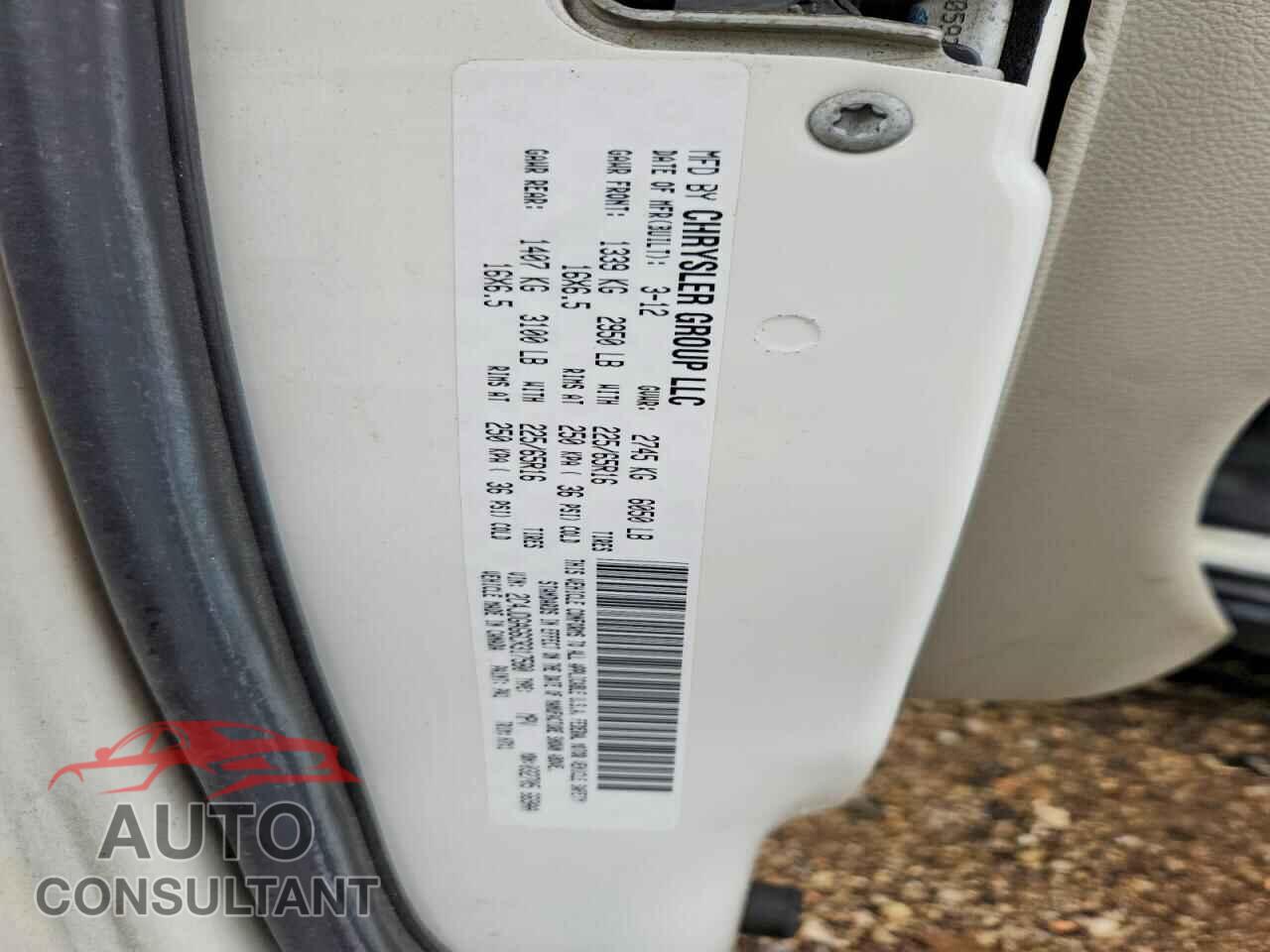 DODGE RAM VAN 2012 - 2C4JDGAG6CR317580