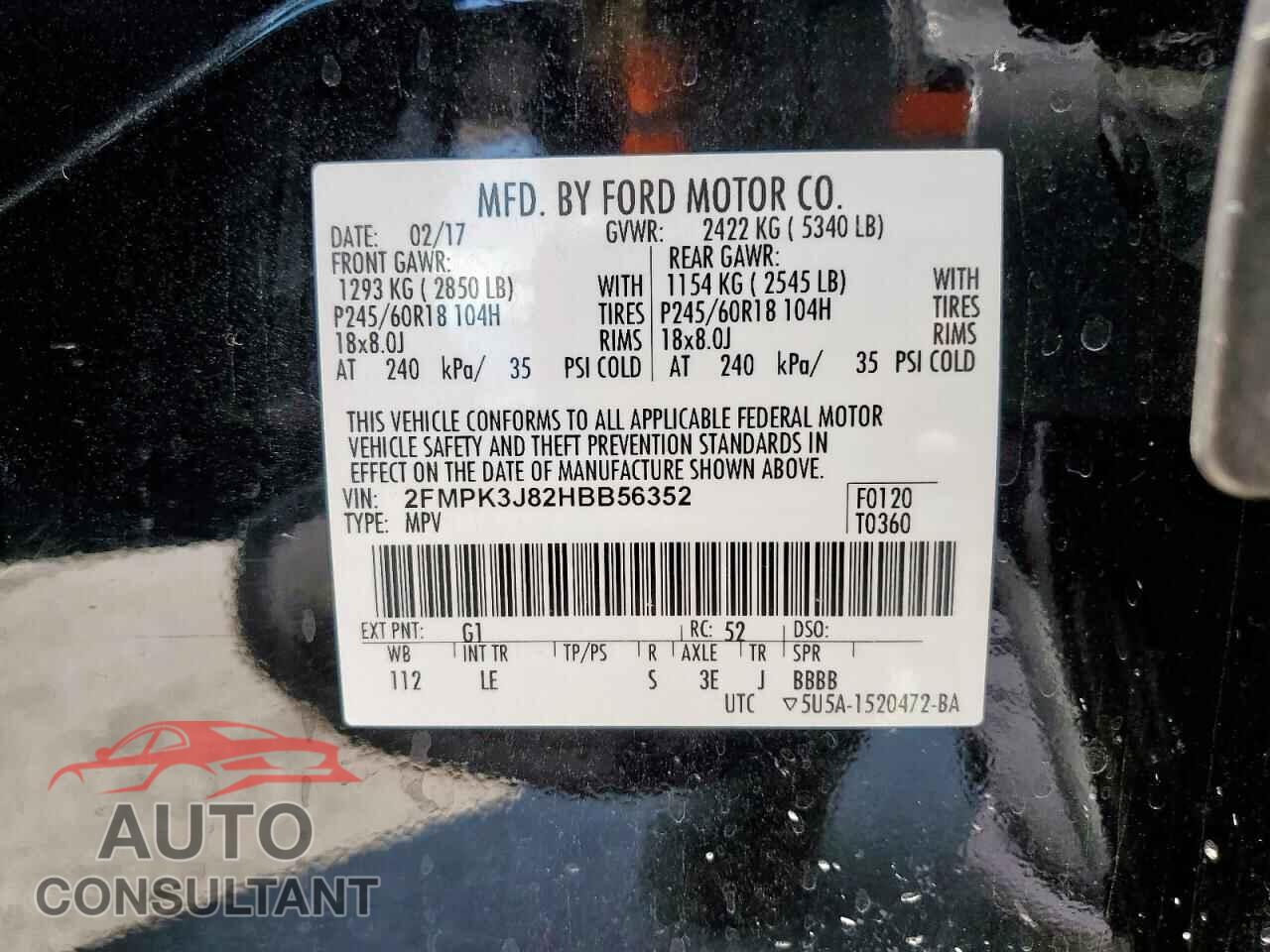 FORD EDGE 2017 - 2FMPK3J82HBB56352