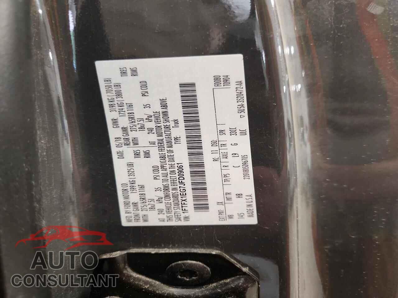 FORD F150 2018 - 1FTFX1EG7JFD09061