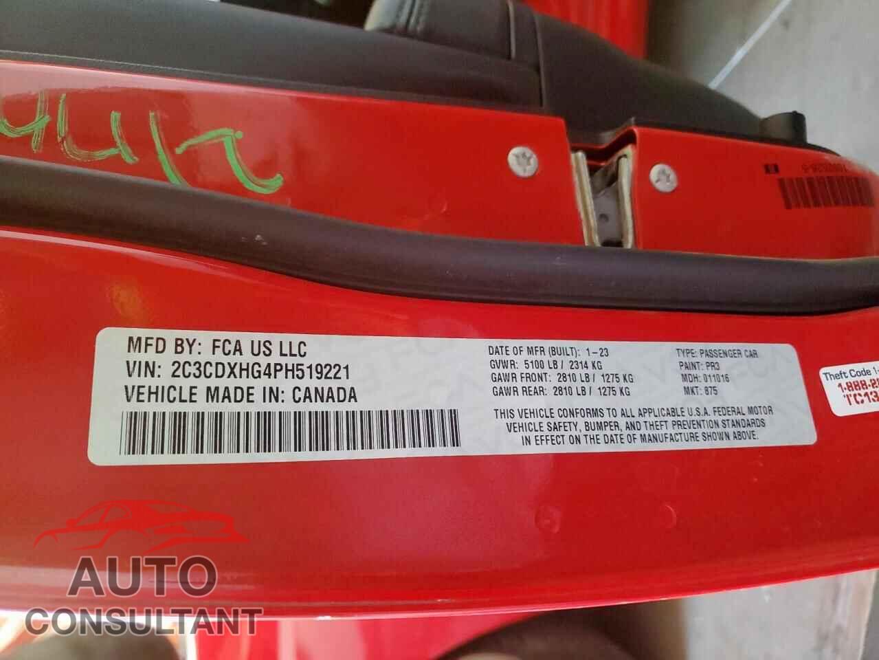 DODGE CHARGER 2023 - 2C3CDXHG4PH519221