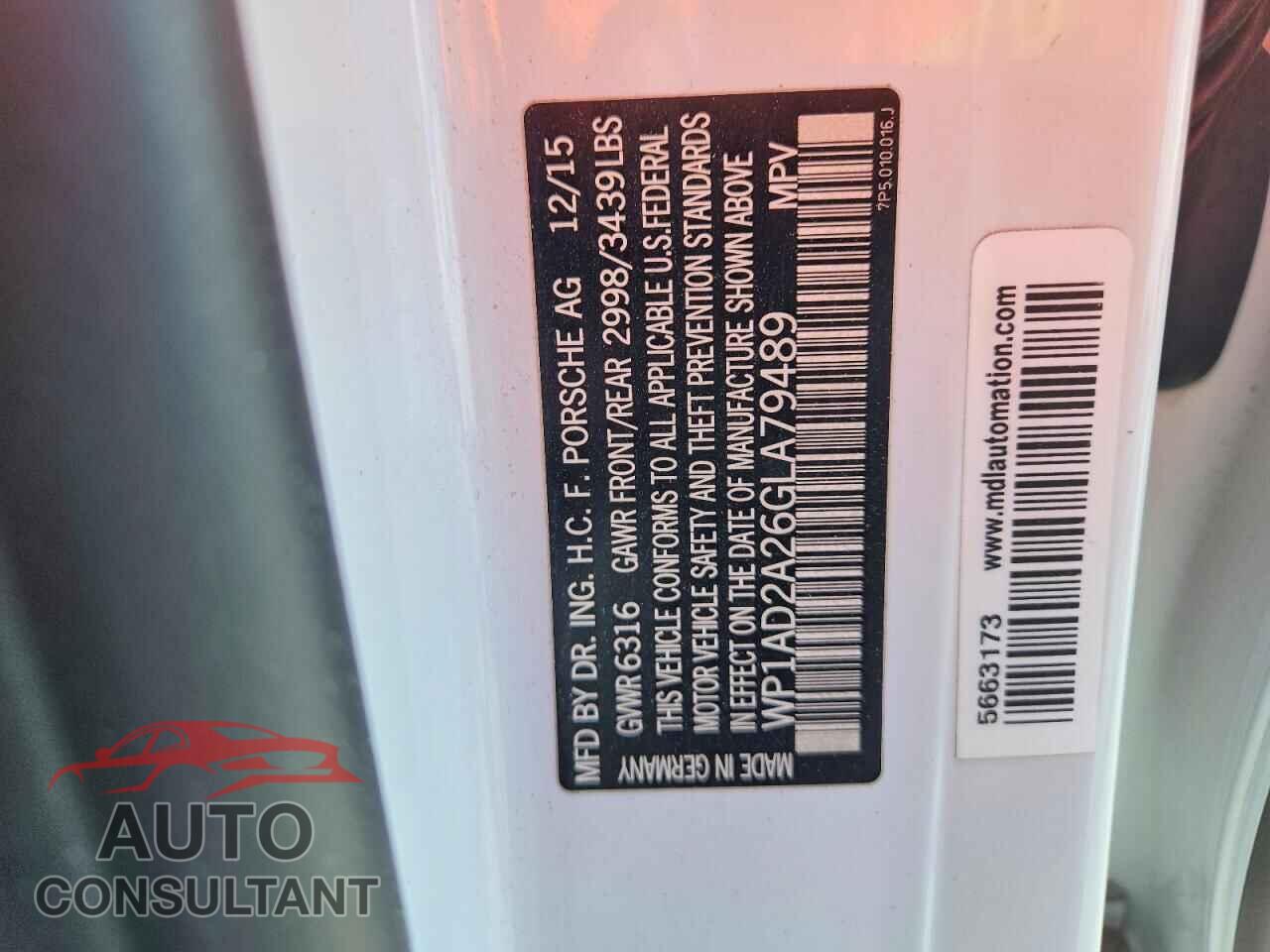PORSCHE CAYENNE 2016 - WP1AD2A26GLA79489