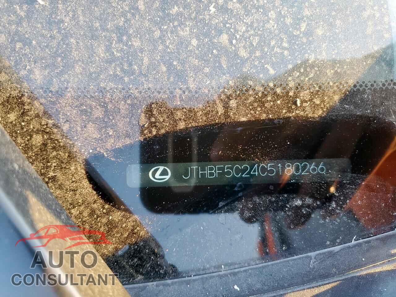LEXUS IS 2012 - JTHBF5C24C5180266
