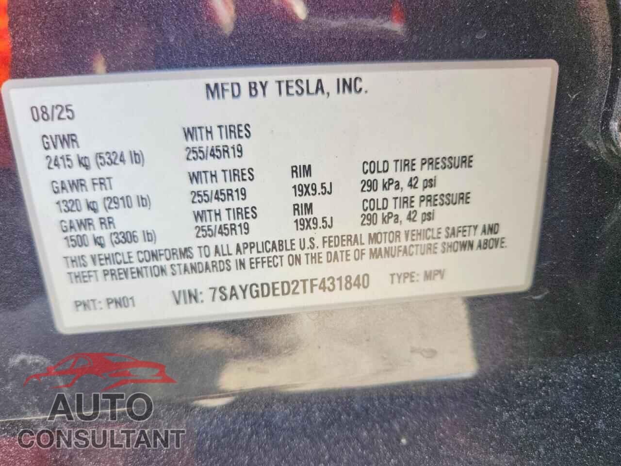TESLA MODEL Y 2026 - 7SAYGDED2TF431840