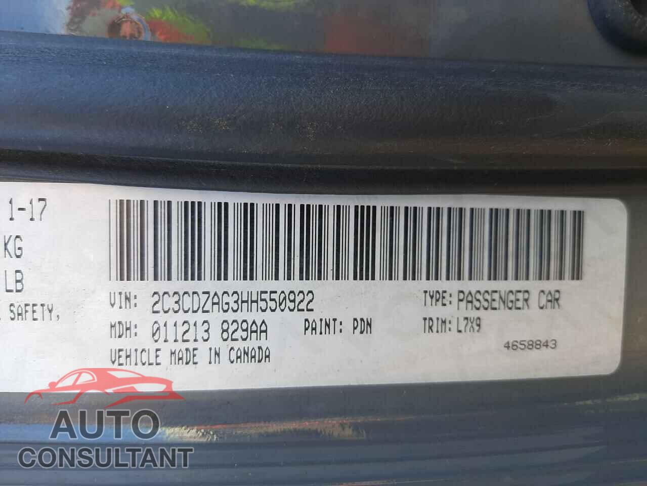 DODGE CHALLENGER 2017 - 2C3CDZAG3HH550922