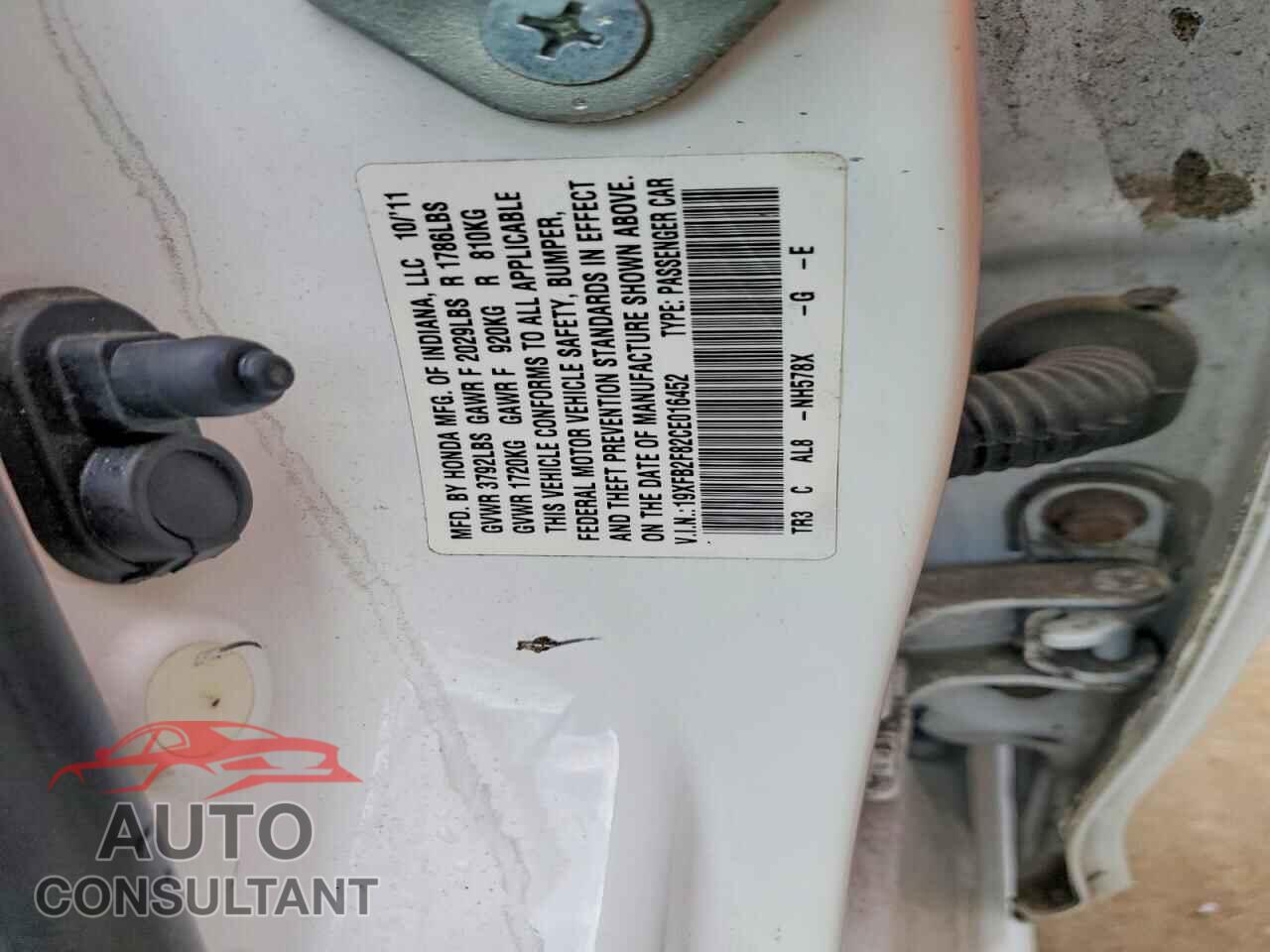 HONDA CIVIC 2012 - 19XFB2F82CE016452