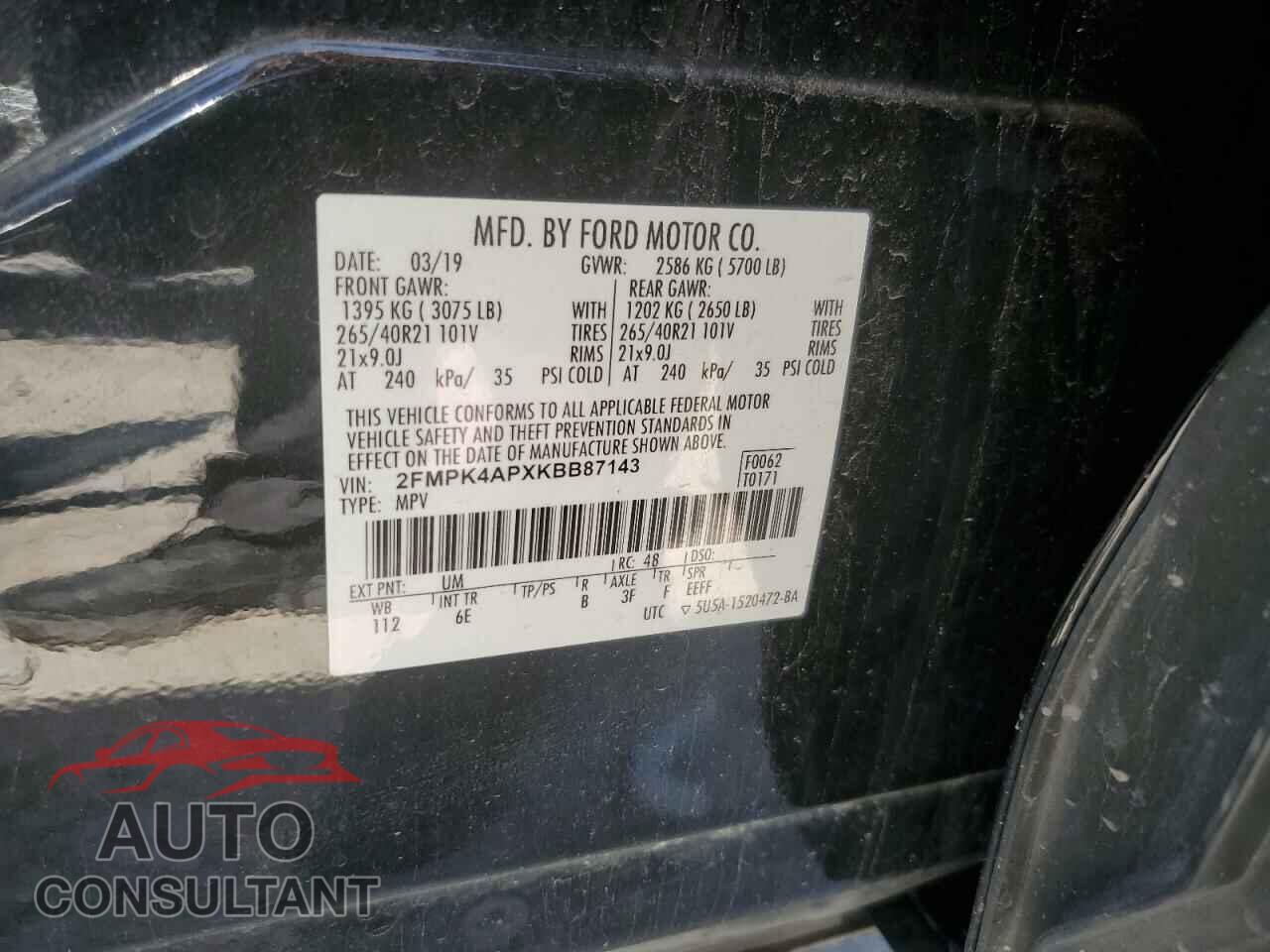 FORD EDGE 2019 - 2FMPK4APXKBB87143