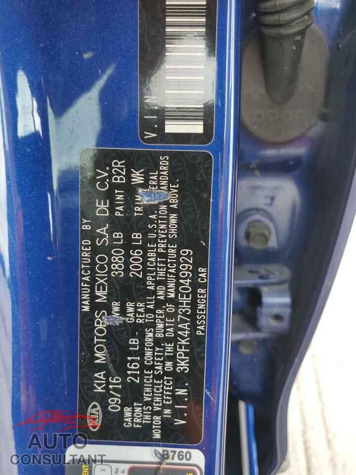 KIA FORTE 2017 - 3KPFK4A73HE049929