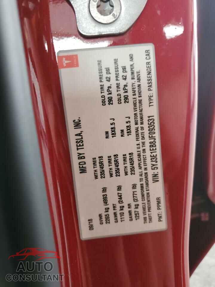 TESLA MODEL 3 2018 - 5YJ3E1EB8JF093531