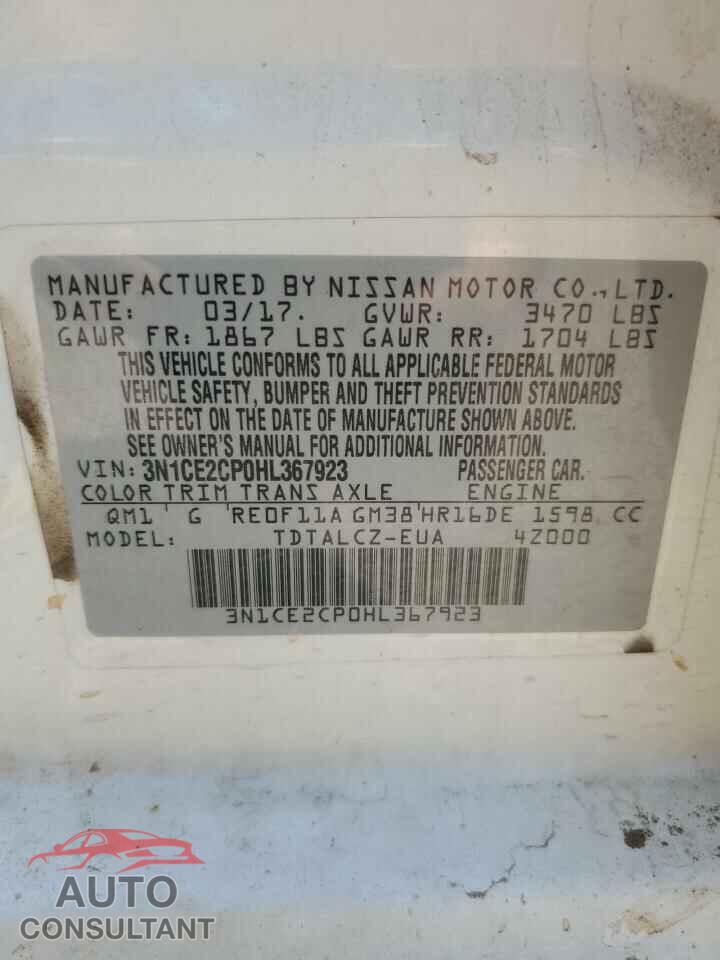 NISSAN VERSA 2017 - 3N1CE2CP0HL367923