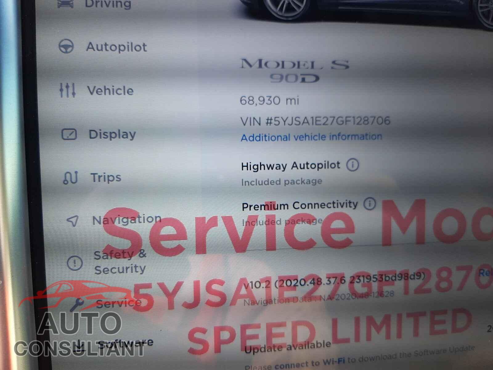 TESLA MODEL S 2016 - 5YJSA1E27GF128706