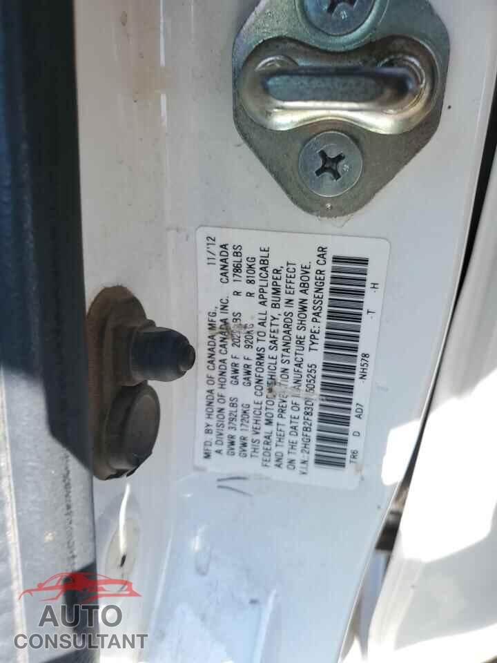 HONDA CIVIC 2013 - 2HGFB2F83DH505255