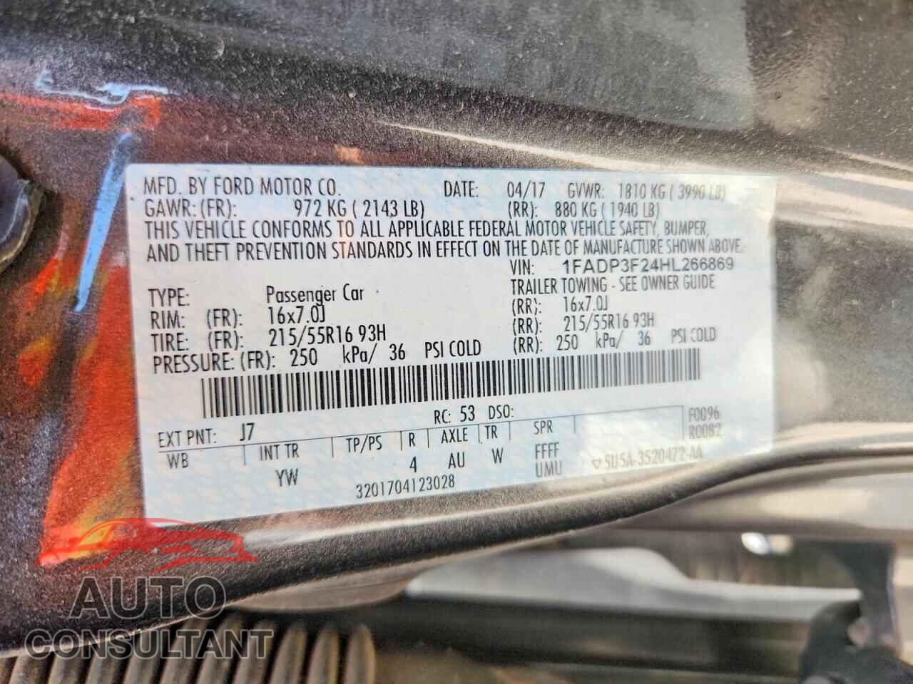 FORD FOCUS 2017 - 1FADP3F24HL266869
