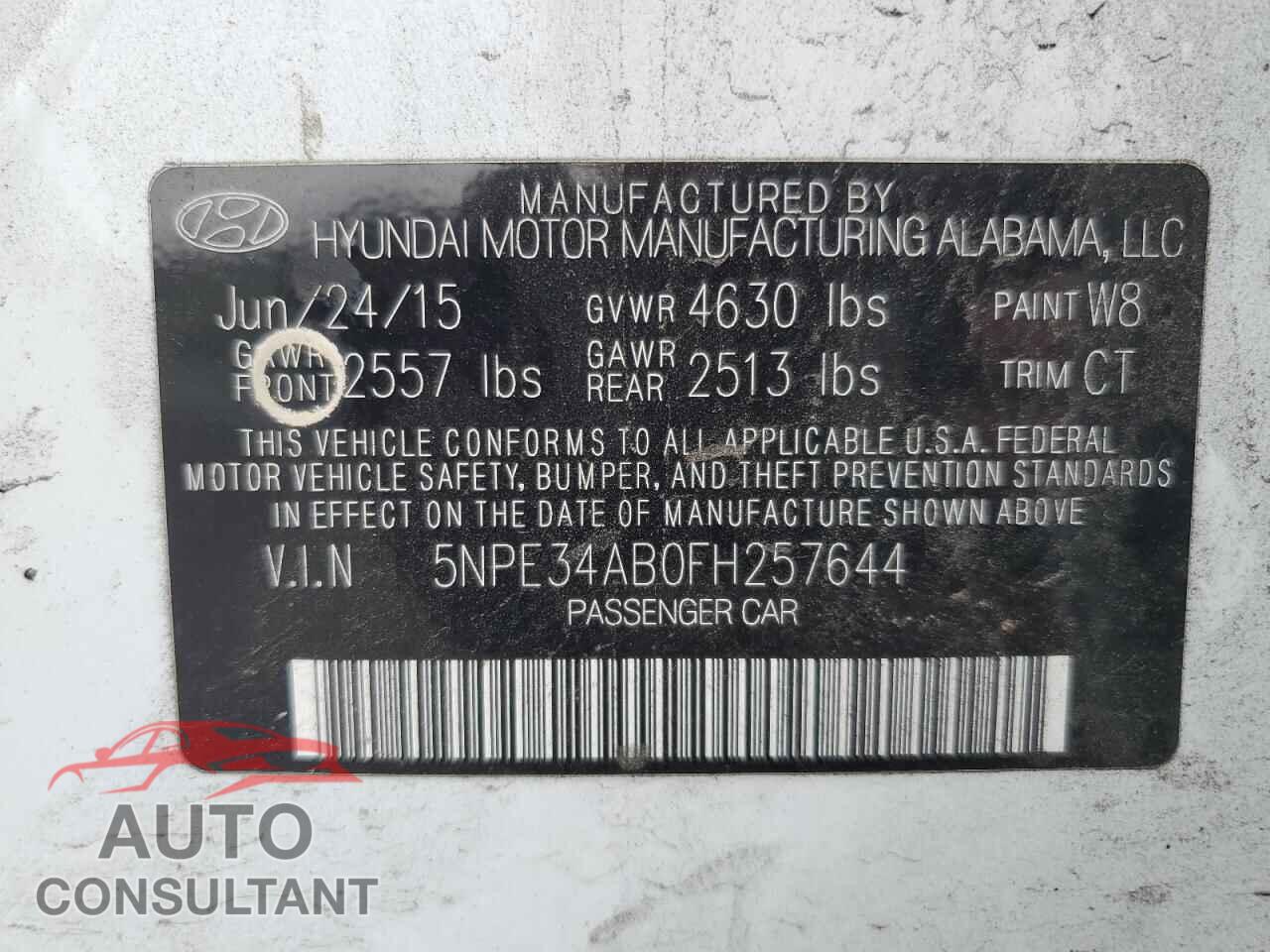 HYUNDAI SONATA 2015 - 5NPE34AB0FH257644