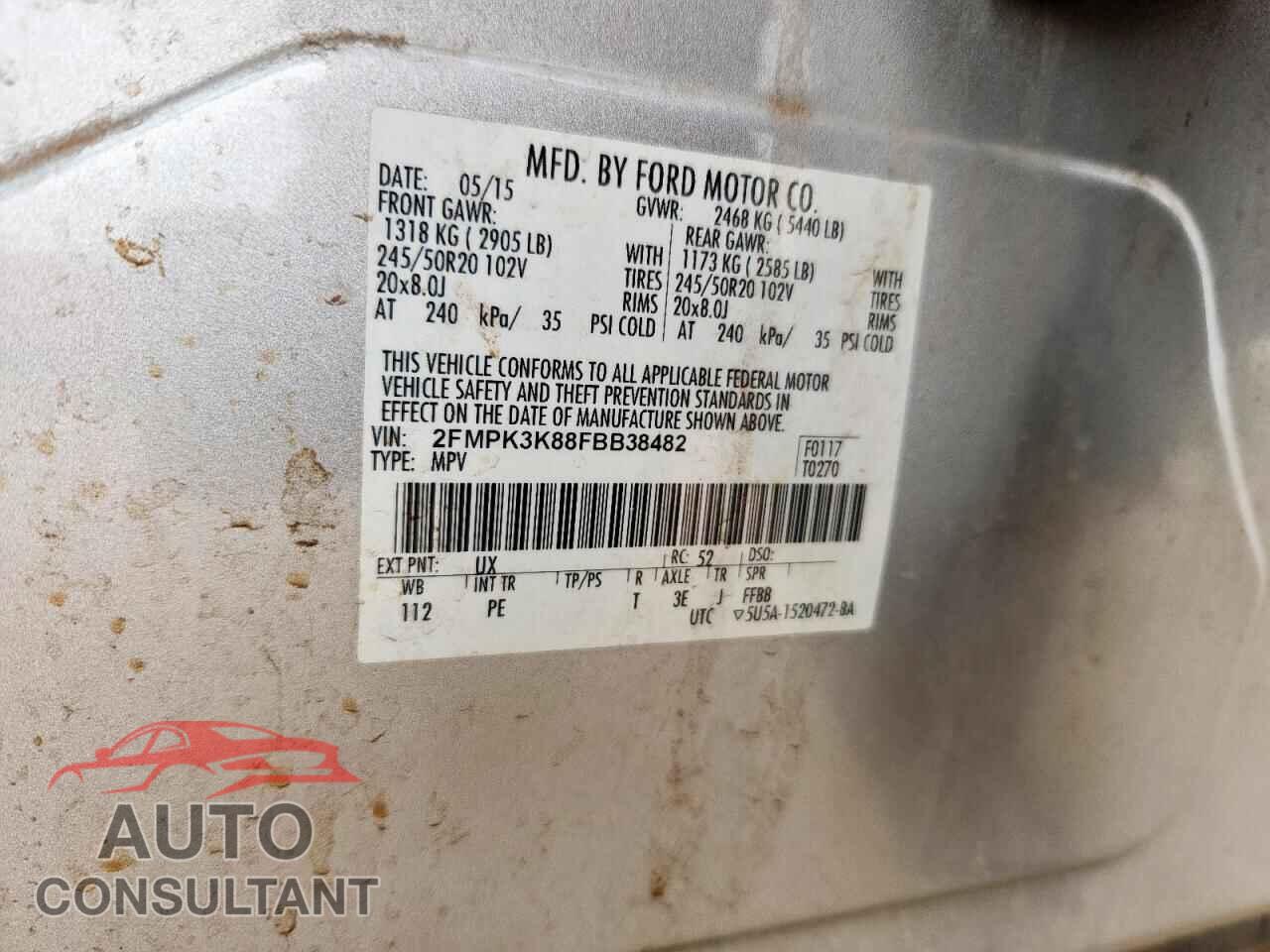 FORD EDGE 2015 - 2FMPK3K88FBB38482