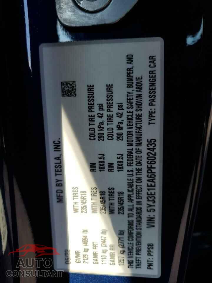 TESLA MODEL 3 2023 - 5YJ3E1EA6PF602435