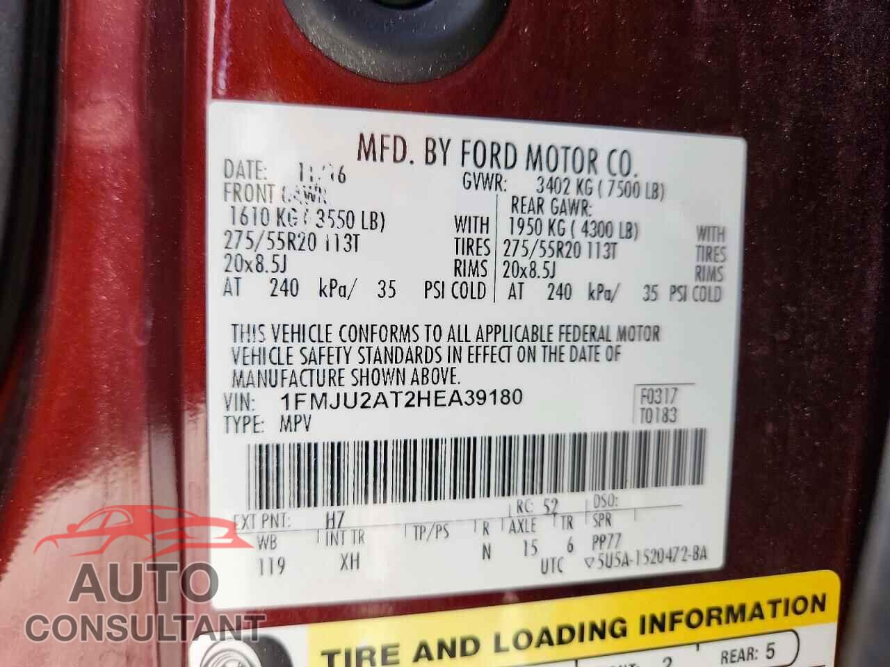 FORD EXPEDITION 2017 - 1FMJU2AT2HEA39180
