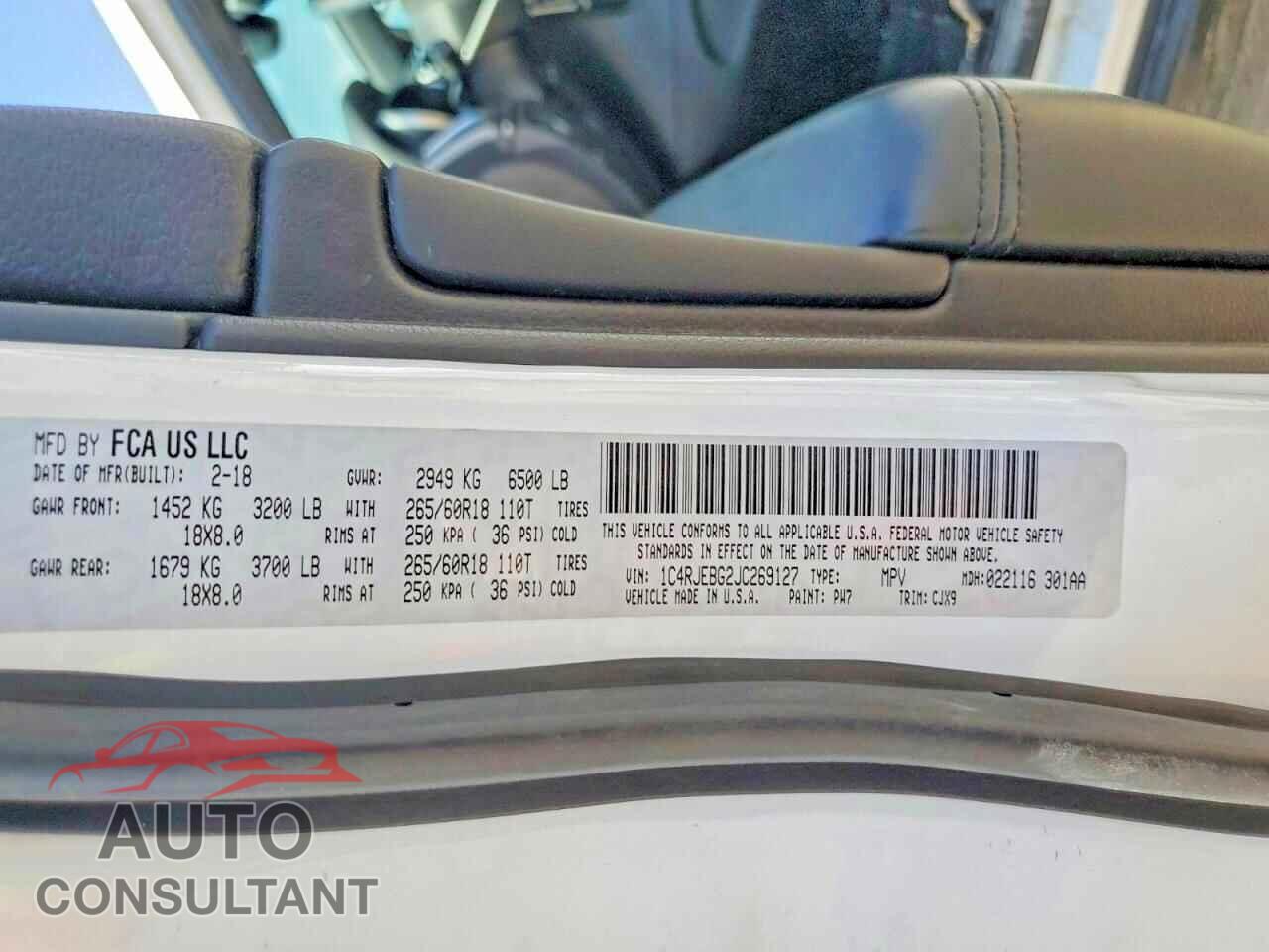 JEEP CHEROKEE 2018 - 1C4RJEBG2JC269127