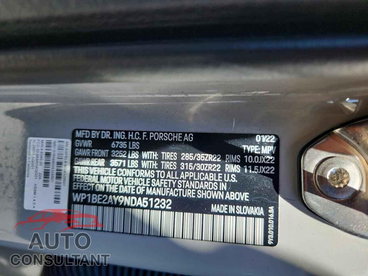 PORSCHE CAYENNE 2022 - WP1BE2AY9NDA51232