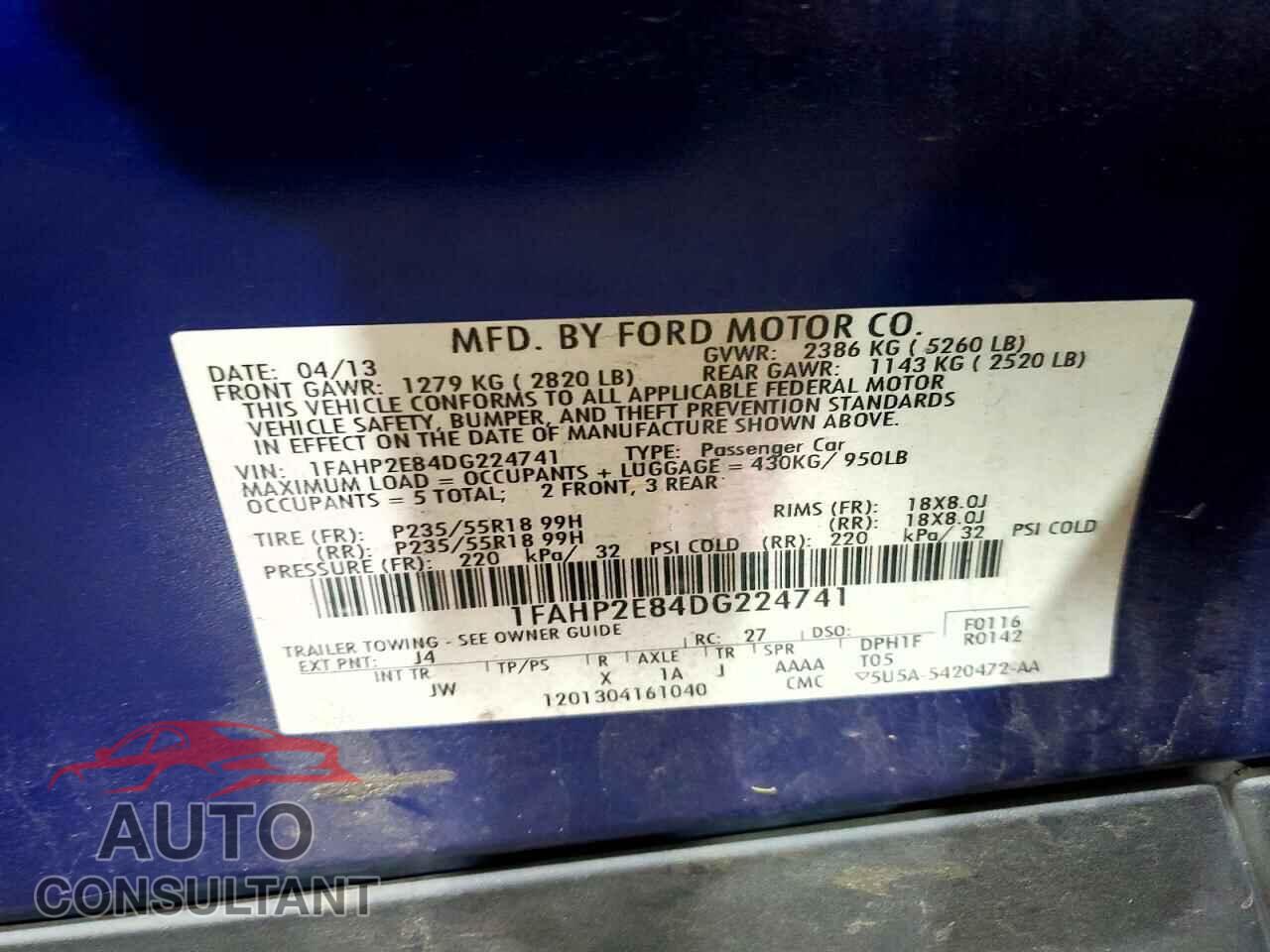 FORD TAURUS 2013 - 1FAHP2E84DG224741