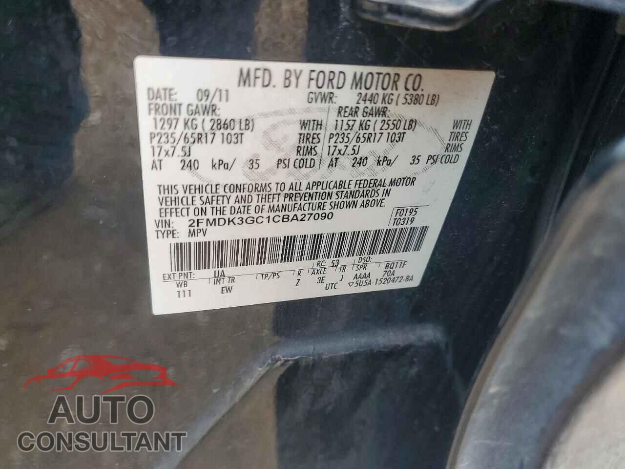 FORD EDGE 2012 - 2FMDK3GC1CBA27090