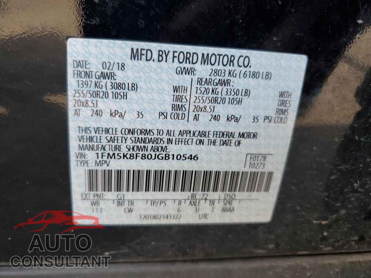 FORD EXPLORER 2018 - 1FM5K8F80JGB10546
