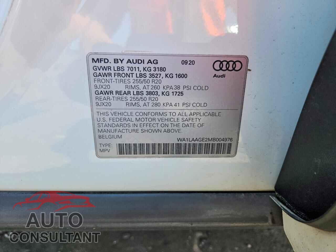 AUDI E-TRON 2021 - WA1LAAGE2MB004976