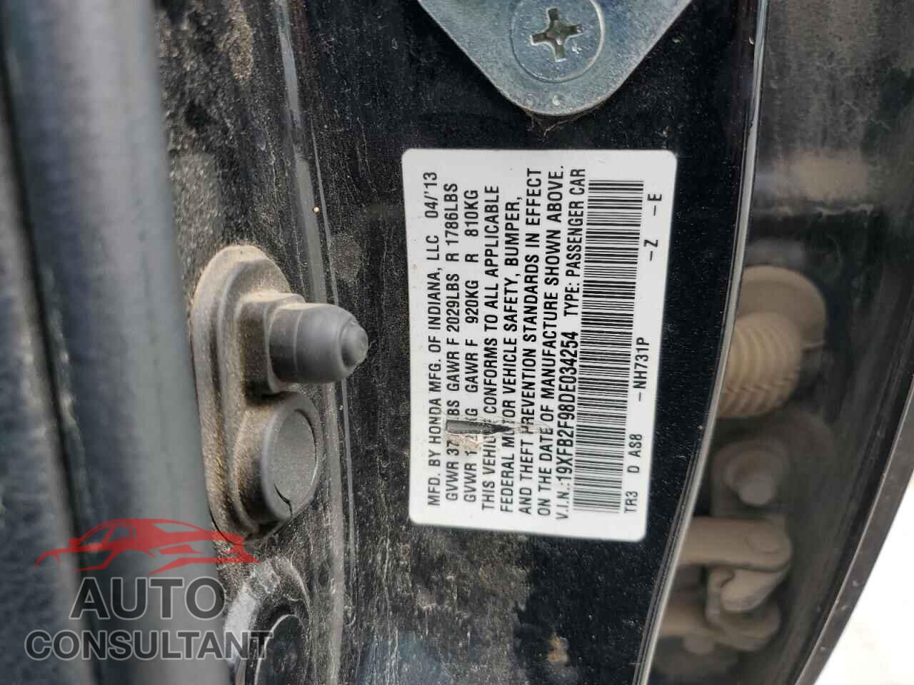 HONDA CIVIC 2013 - 19XFB2F98DE034254