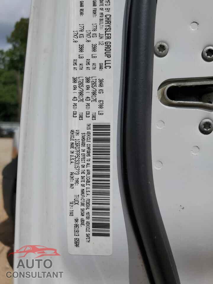 DODGE RAM 1500 2012 - 1C6RD7FP5CS315773