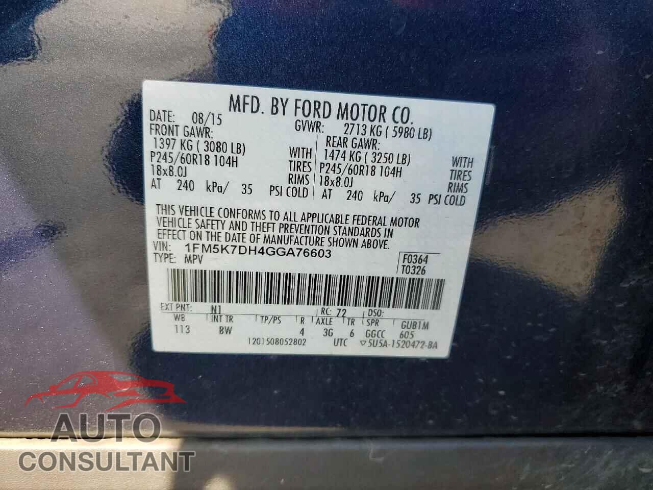 FORD EXPLORER 2016 - 1FM5K7DH4GGA76603