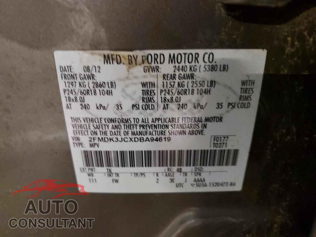 FORD EDGE 2013 - 2FMDK3JCXDBA94619