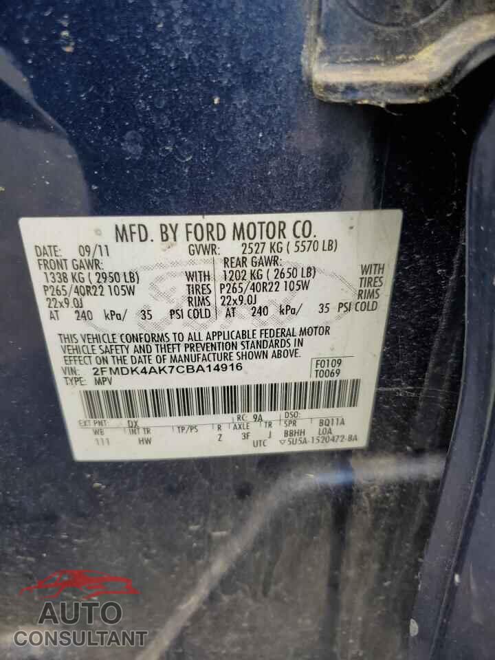 FORD EDGE 2012 - 2FMDK4AK7CBA14916