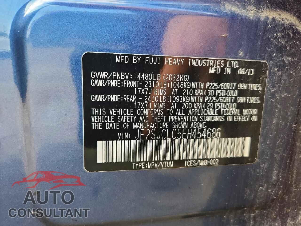 SUBARU FORESTER 2014 - JF2SJCLC5EH454686