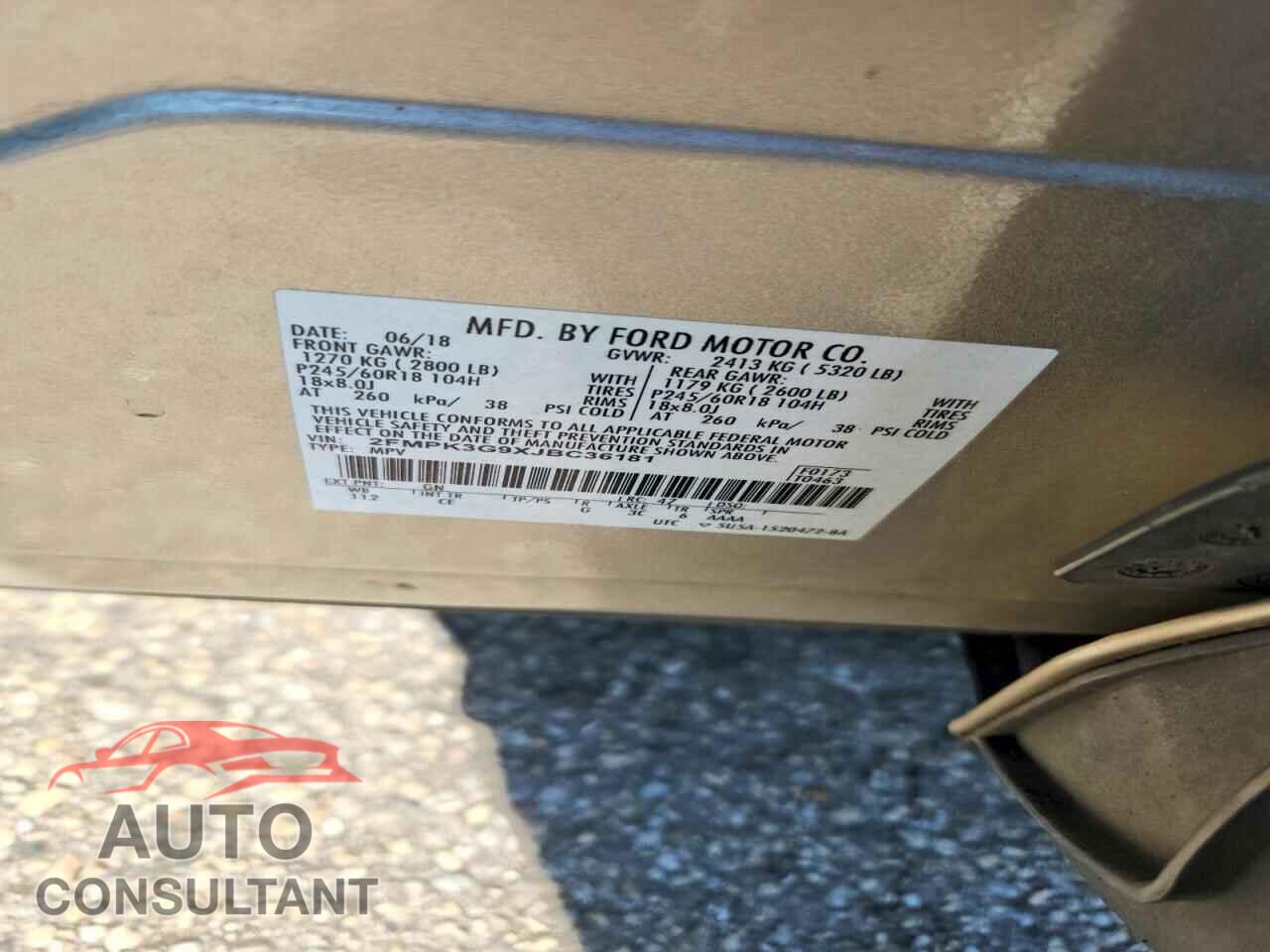 FORD EDGE 2018 - 2FMPK3G9XJBC36181