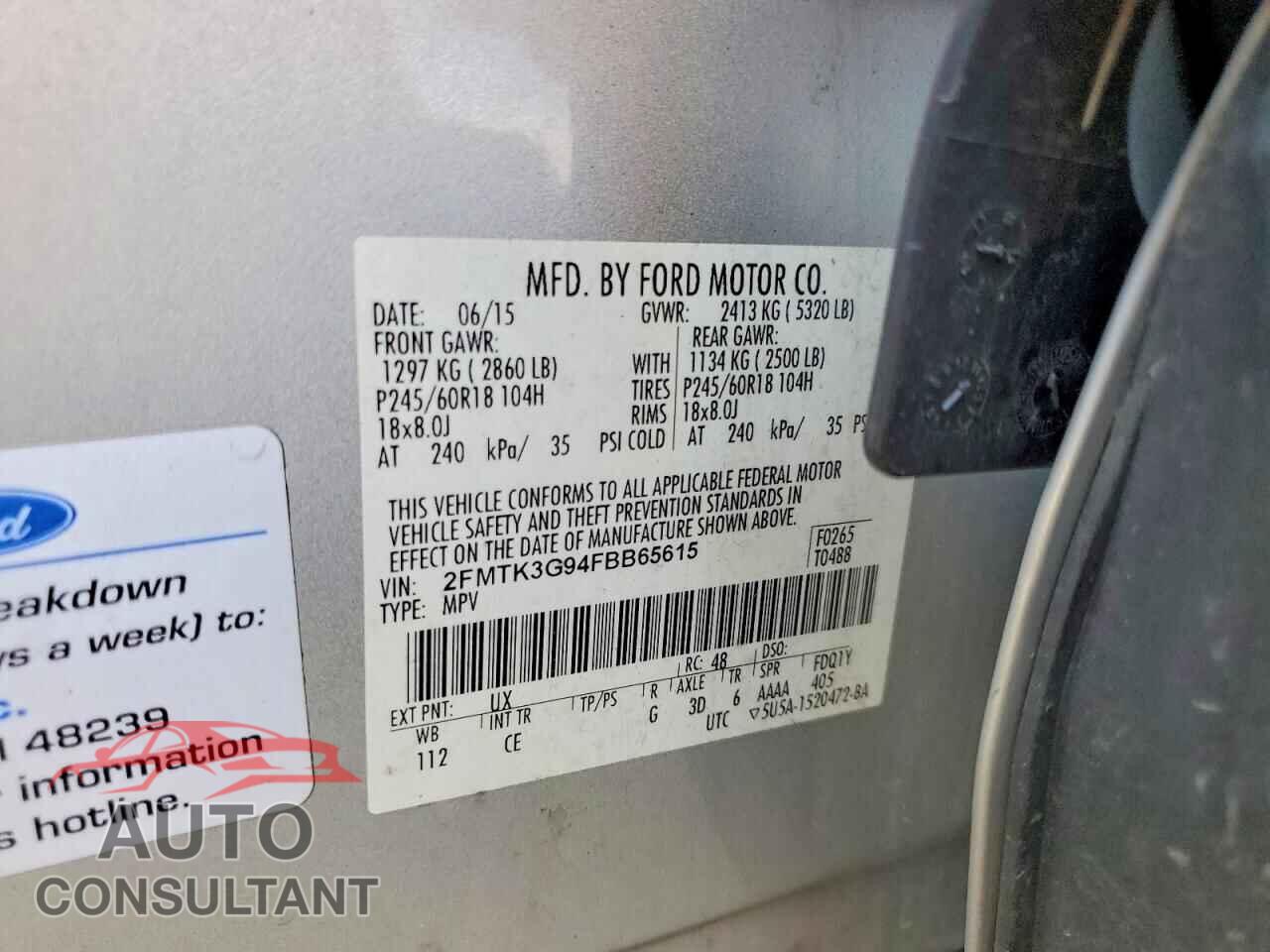 FORD EDGE 2015 - 2FMTK3G94FBB65615