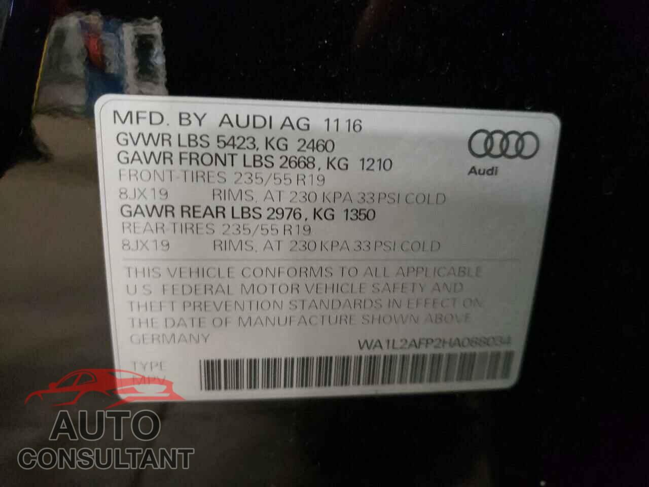 AUDI Q5 2017 - WA1L2AFP2HA088034
