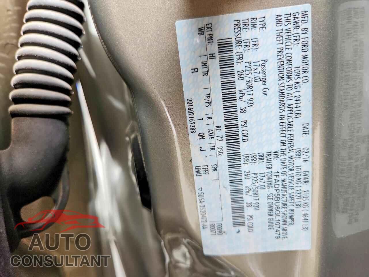 FORD CMAX 2016 - 1FADP5BU6GL107479