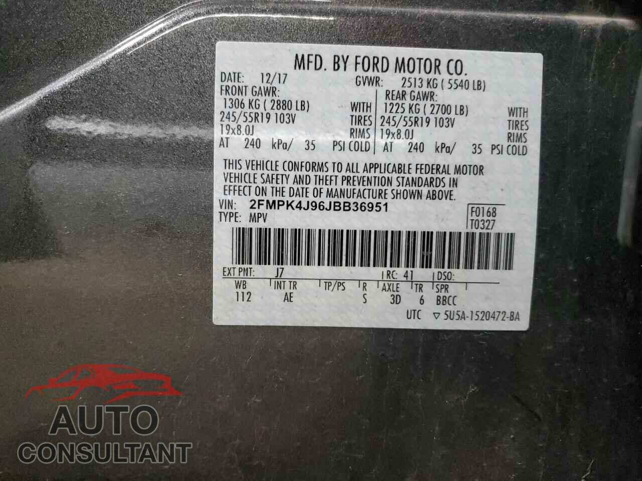 FORD EDGE 2018 - 2FMPK4J96JBB36951
