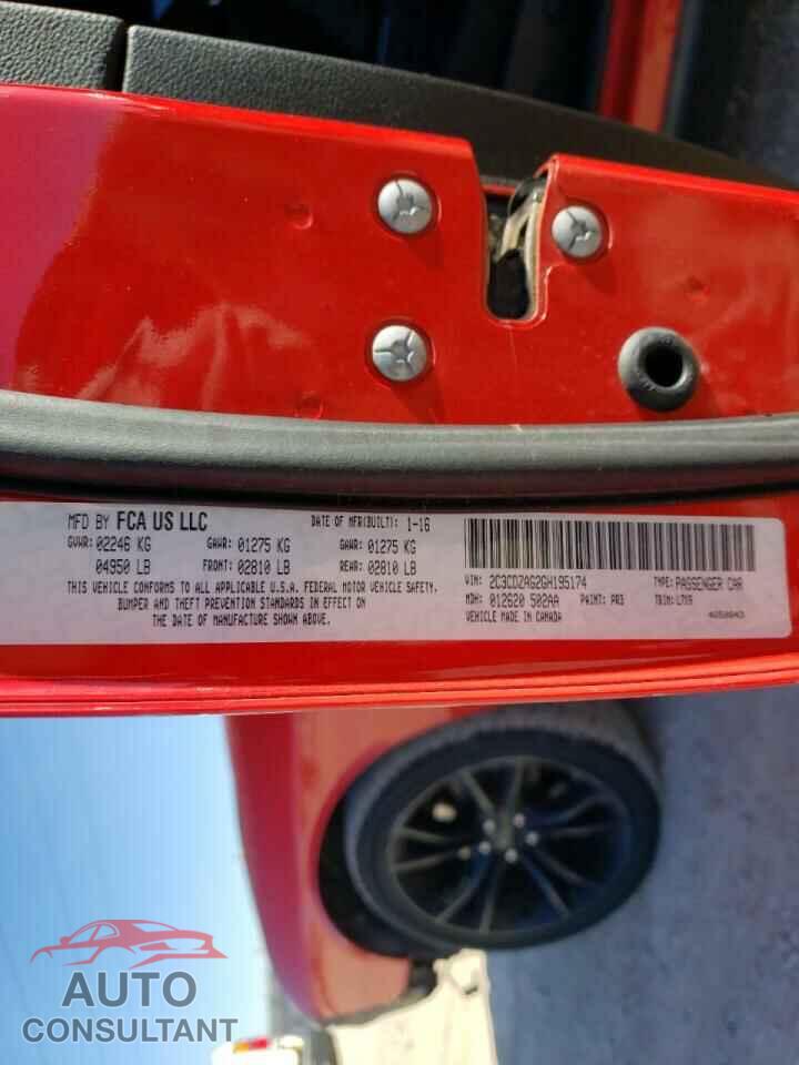 DODGE CHALLENGER 2016 - 2C3CDZAG2GH195174