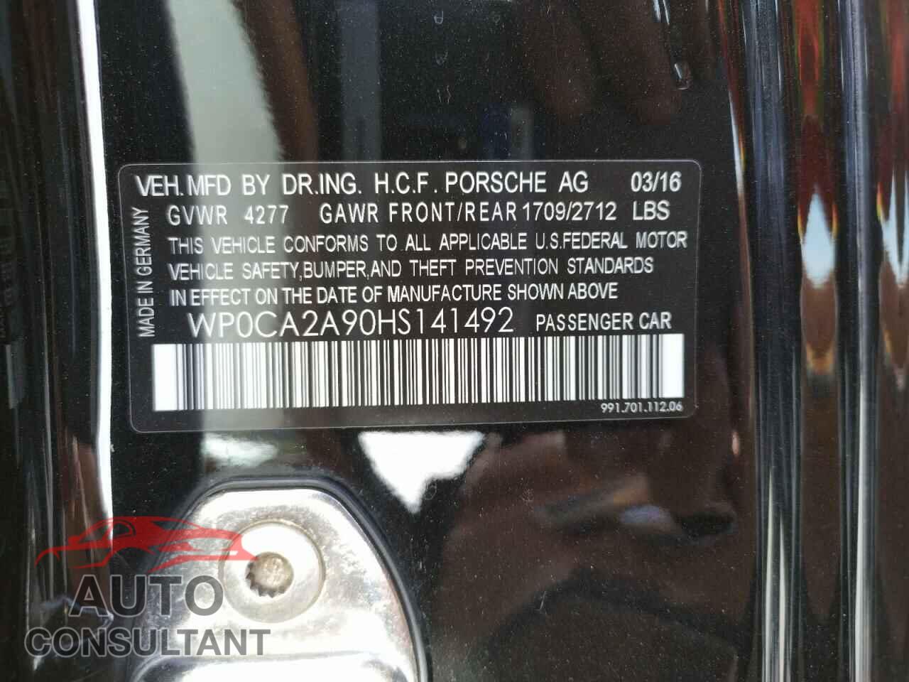PORSCHE 911 2017 - WP0CA2A90HS141492