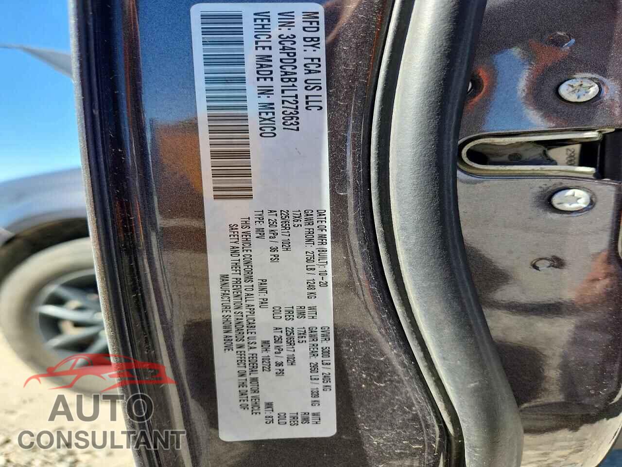 DODGE JOURNEY 2020 - 3C4PDCAB1LT273637