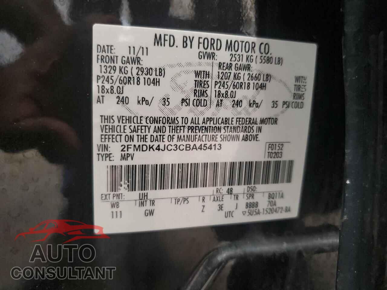 FORD EDGE 2012 - 2FMDK4JC3CBA45413