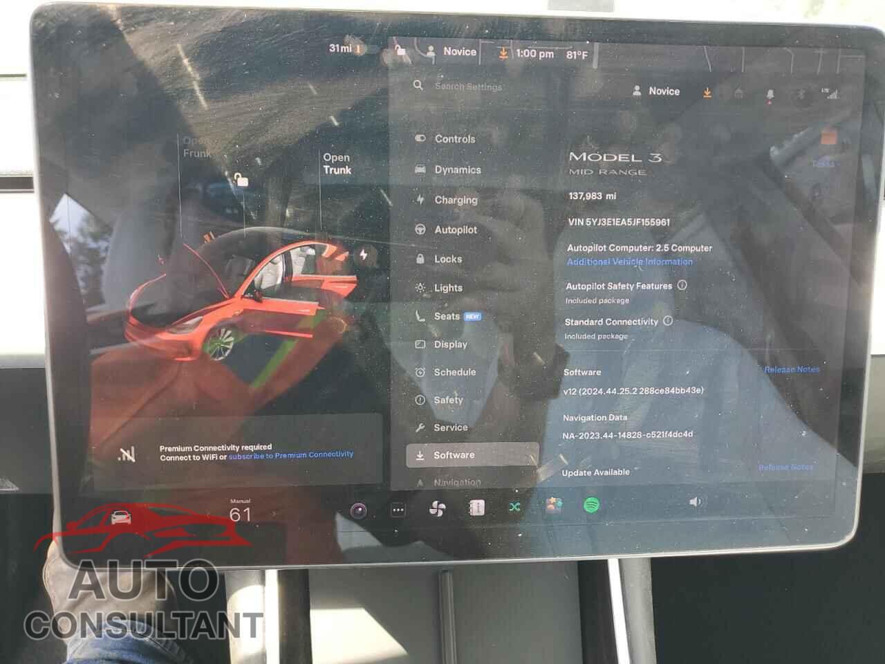 TESLA MODEL 3 2018 - 5YJ3E1EA5JF155961